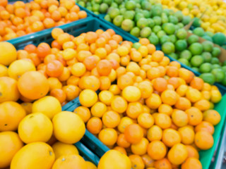 Fresh oranges in the market blur background