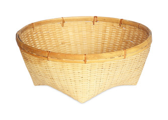 bamboo basket handmade isolated on white background