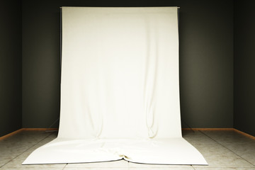 3d illustration of white cloth background in the photo studio.