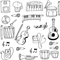Obraz premium Object music pack doodles vector