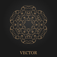 Logo design template, creative monogram, abstract round emblem, mono line decorative icon, vector illustration.