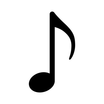 Quaver or eighth music / musical note flat icon for radio apps and websites