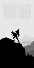 Obraz premium woman standing on a mountaintop holding a flag