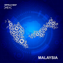 Abstract Malaysia gear map. Vector design
