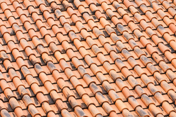 Old red roof tiles 