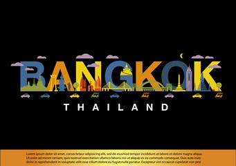 Naklejka premium Bangkok Thailand banner vector illustration