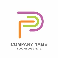 Monogram Letter P Colorful Line Vector Logo Template