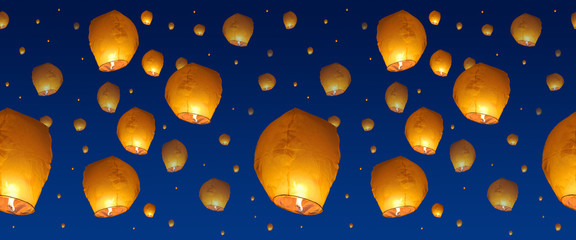 background with paper lanterns in night sky