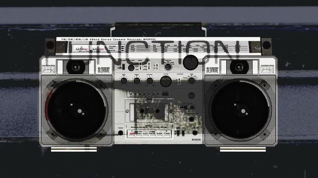 illustration of retro ghetto blaster with pieces
