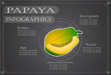Papaya Infographics , Fruit . vector illustration