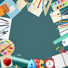 background with school items. vector illustration