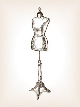 Sewing Mannequin Sketch Vector Illustration