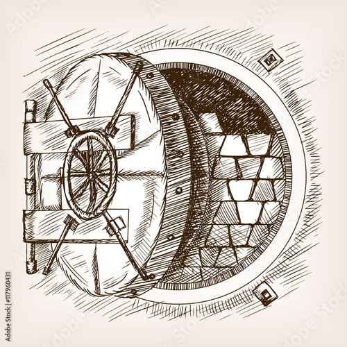 "Door to room safe sketch style vector illustration" fichier vectoriel