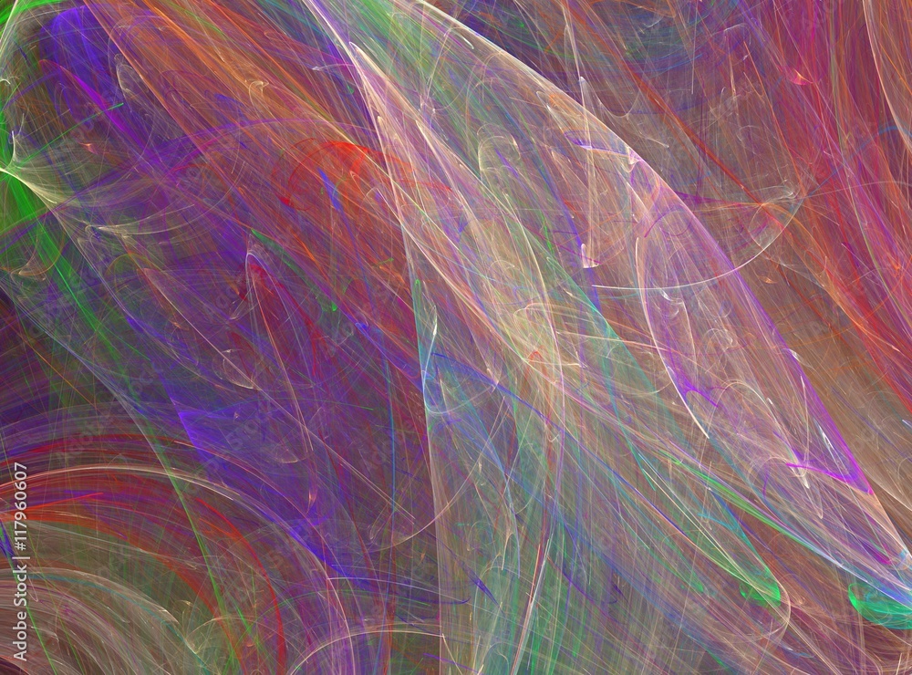 Poster multicolored fractal in the form of texture with curved lines