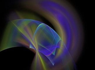 Colorful semi-circular abstract fractal with beautiful divorces on a black background