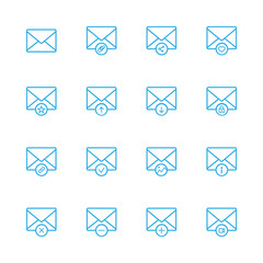 E-mail line blue icons