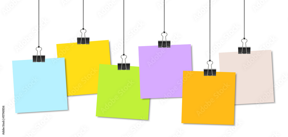 Canvas Prints colored papers with binder clips