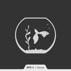 Fish in aquarium vector icon for web and mobile