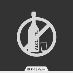 No alcohol vector icon for web and mobile