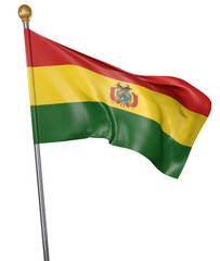 National flag for country of Bolivia isolated on white background, 3D rendering