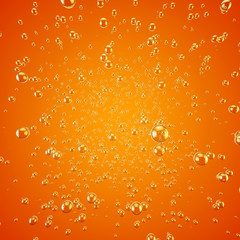 Orange soda bubbles background / 3D illustration of sunny bubbles