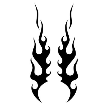 Fire flames tribal tattoo design. Flames tribal isolated design. Flames vector graphic tattoo designs.