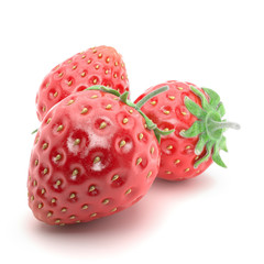 Strawberry on white background. 3d illustration