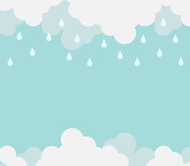 Monsoon season background with cloud and rain. sale banner season off. poster advertising. Flat design business financial marketing sale advertisement concept cartoon illustration.