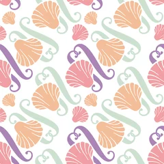 Raamstickers Seamless pattern with decorative shells. Vector clip art. © LaFifa