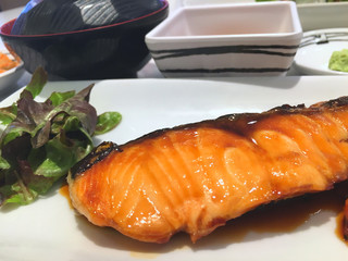 Japanese food ,sushi roll and salmon salt roasted