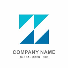 Monogram Letter N Geometric Triangle Square Vector Logo Template