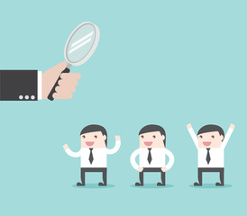 Human resources looking for employee, promotion. Flat design for business financial marketing banking advertising commercial event minimal concept cartoon illustration.