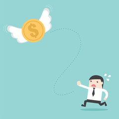 Money fly out of businessman. Flat design business financial marketing banking advertisment web concept cartoon illustration.