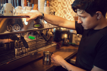 Barista at work in a coffee shop