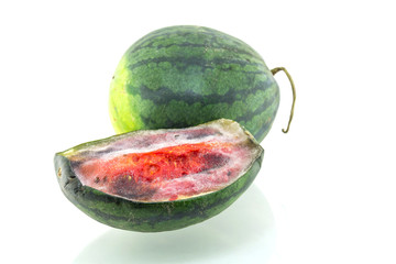 Rotten watermelon isolated on a white background