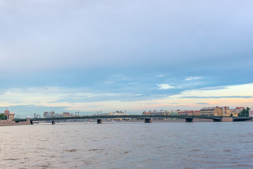 .Sampson bridge of St. Petersburg in the evening