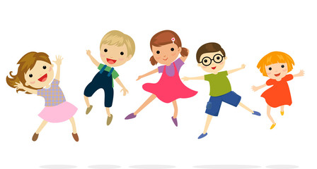 Children Jumping - Vector