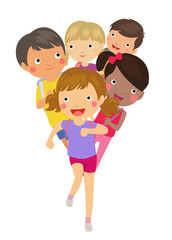 Group of student running with school bags