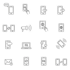 Outline communication icon set isolated on white background
