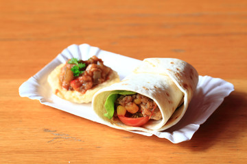 tortilla with meat and beans