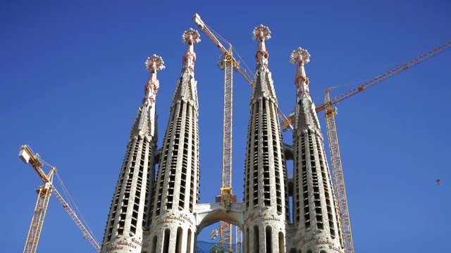 construction at the sagrada familia gaudi barcelona