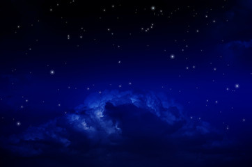 Obraz na płótnie Canvas Night Sky with Stars and Clouds