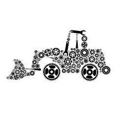 tractor. icon of tractor from gears. vector eps10