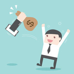 Businessman happy with online business. online shopping. mobile banking. Flat design business financial online marketing banking commerce vector concept cartoon illustration.