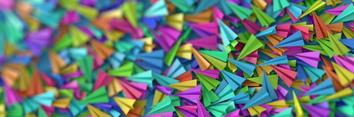 Fototapeta na wymiar Infinite paper planes three dimensional rendering