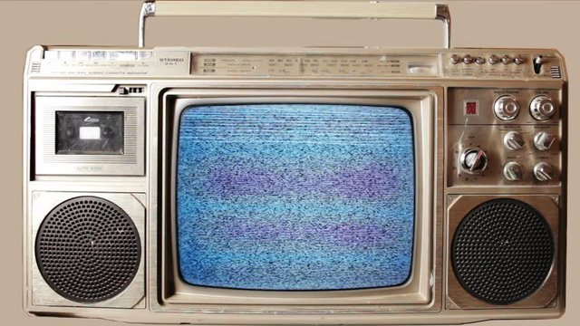 retro ghetto blaster with built-in television