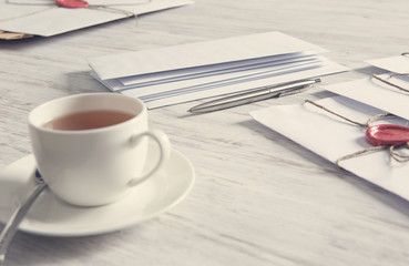 Letters with seal on table