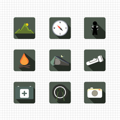 Camping icons in vector format, vector illustration