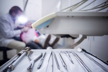 Dental tools on tray