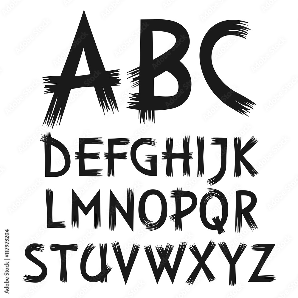 Aufkleber vector alphabet of letters drawn paint. isolated objects on a white background.